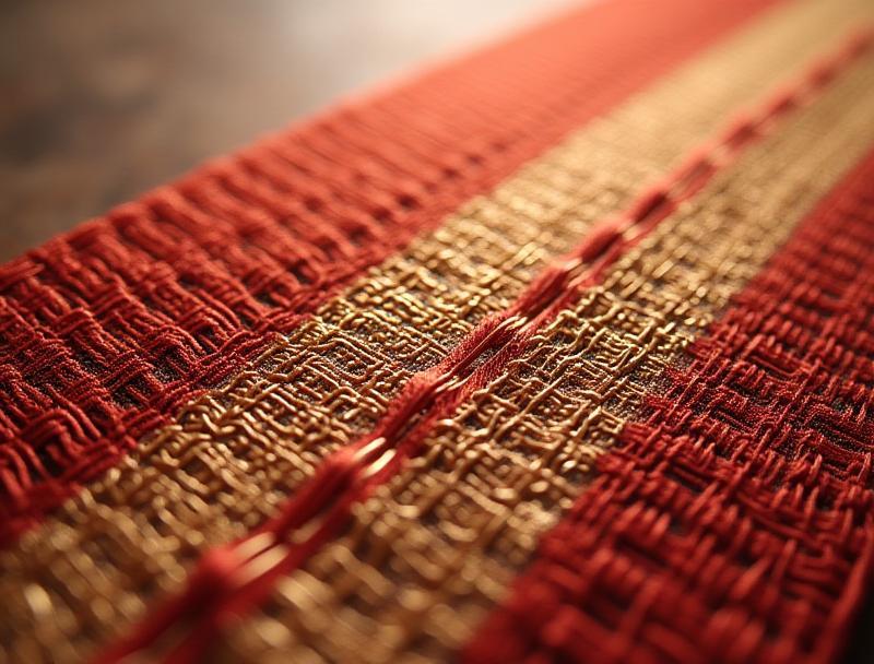 Close-up of a finely woven obi sash pattern