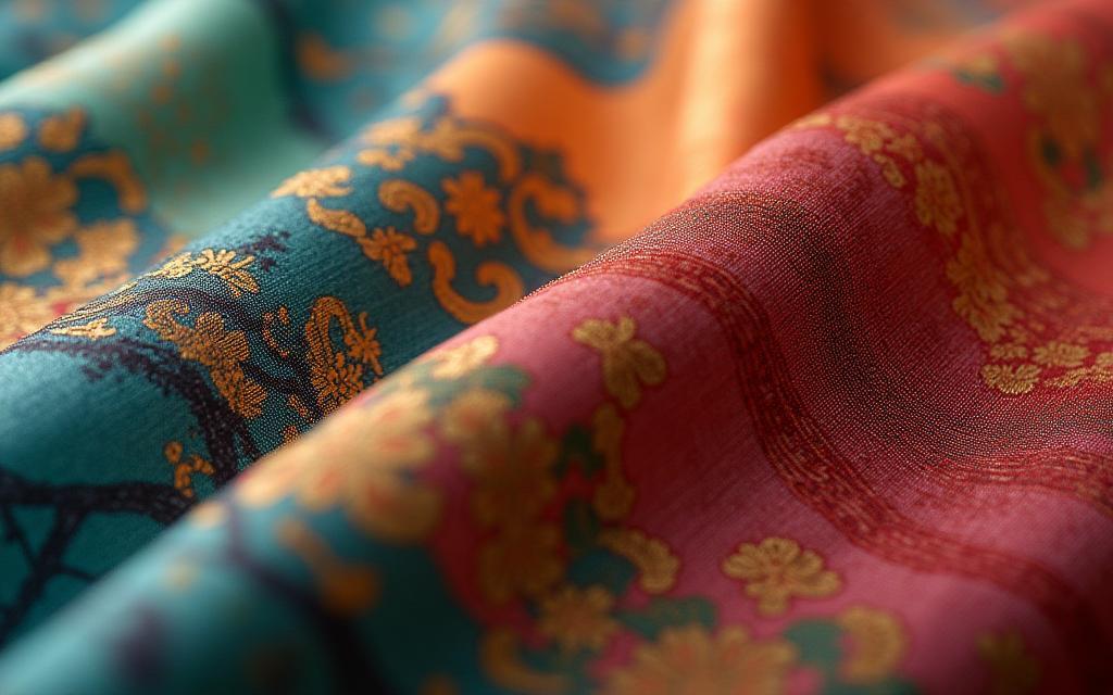 Close-up of richly textured, traditionally dyed Japanese fabric
