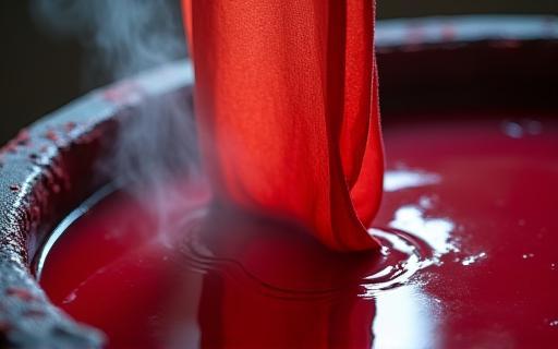 Fabric being dipped into a dye vat