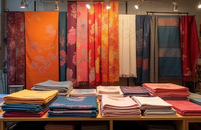 Display of various dyed fabrics